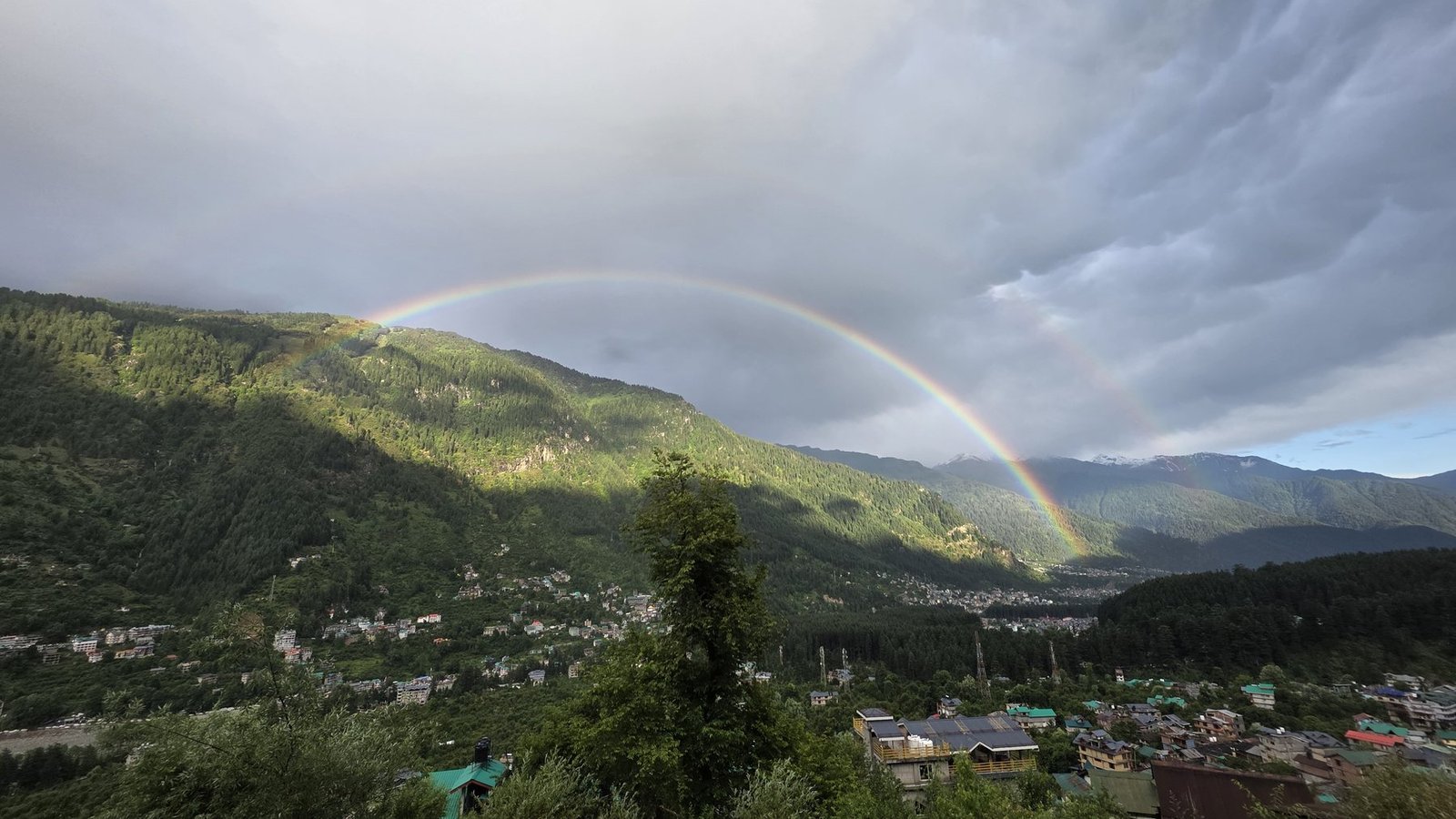 Rainbow over the Manali valley viewed from Safar