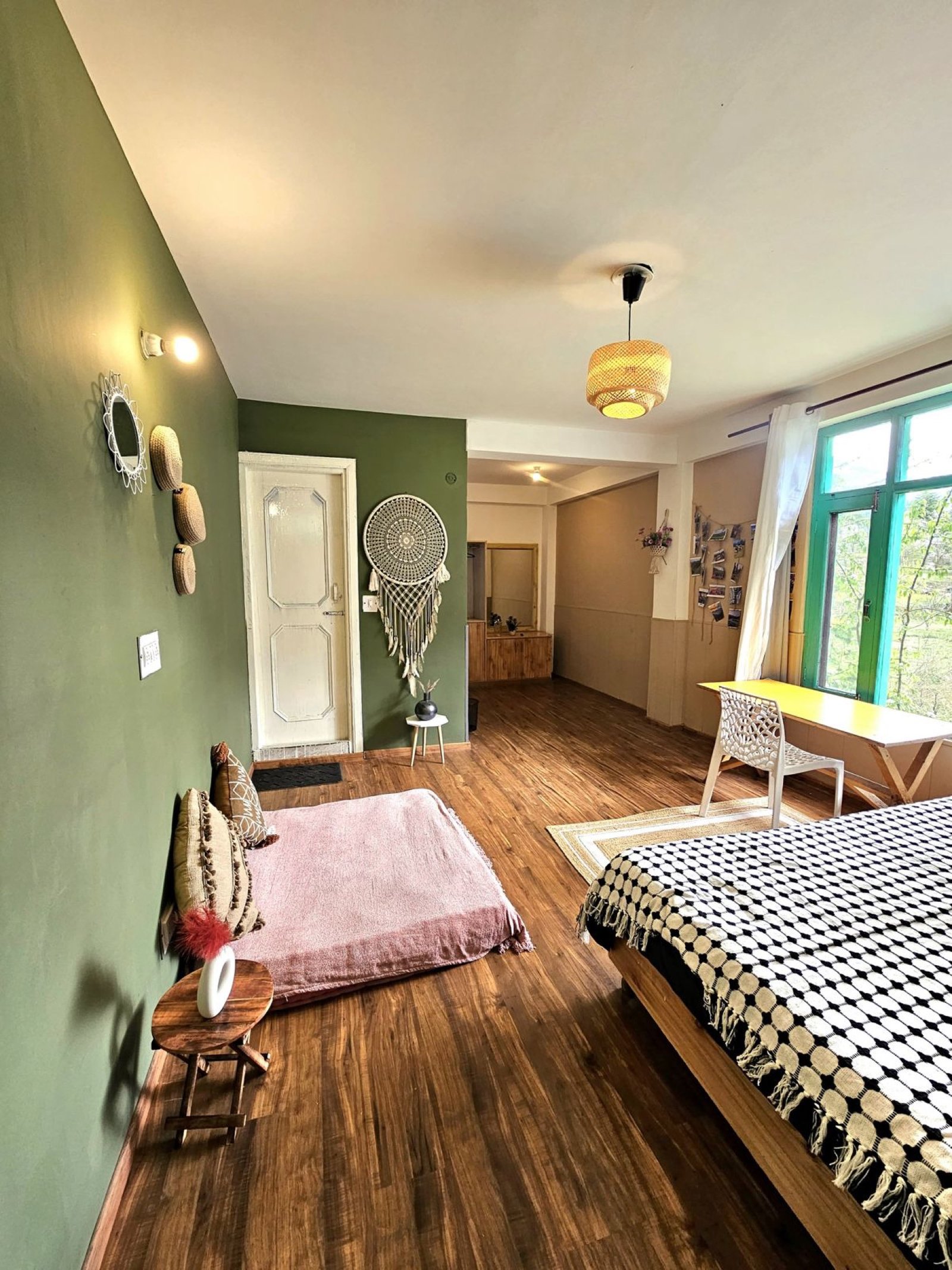 Full view of Safar Hostel's Corner Room